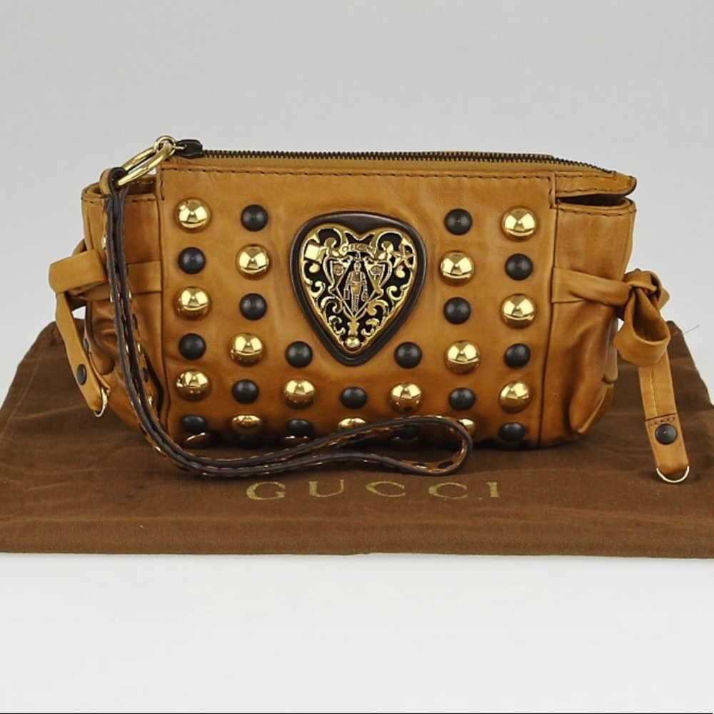 Authentic Gucci Babouska Leather Clutch Wristlet